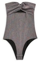 Women's Topshop Twist Bandeau Bodysuit Us (fits Like 0) - Metallic