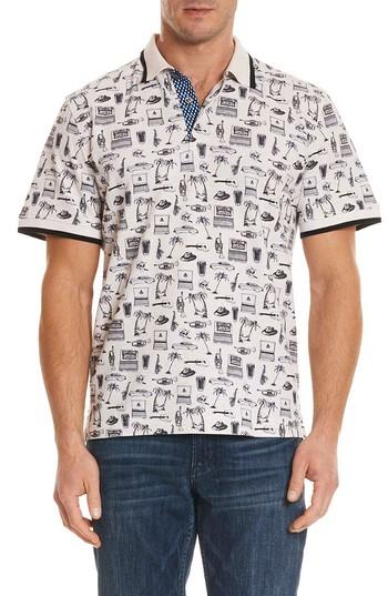 Men's Robert Graham Missile Pique Polo - Beige