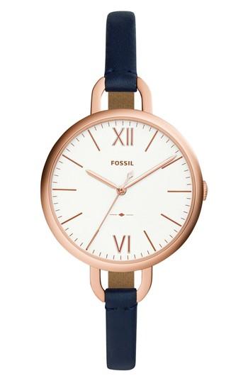 Women's Fossil Annette Leather Strap Watch, 36mm