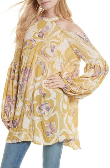 Women's Free People Drift Away Cold Shoulder Tunic - Yellow