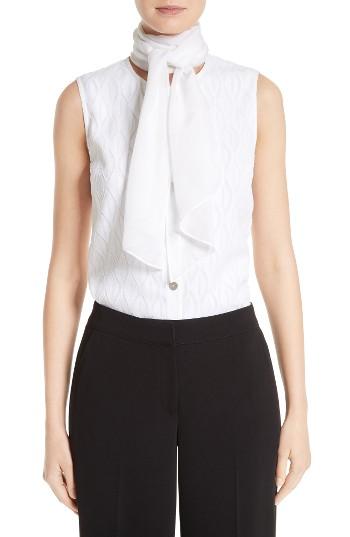 Women's St. John Collection Textured Shell With Scarf
