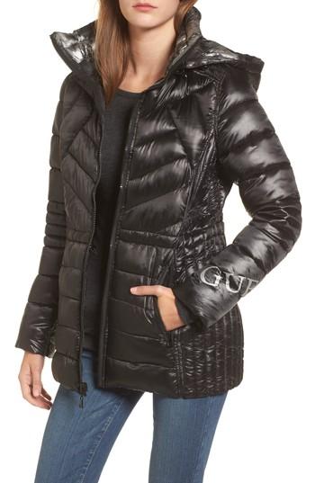 Women's Guess Reversible Coat - Black