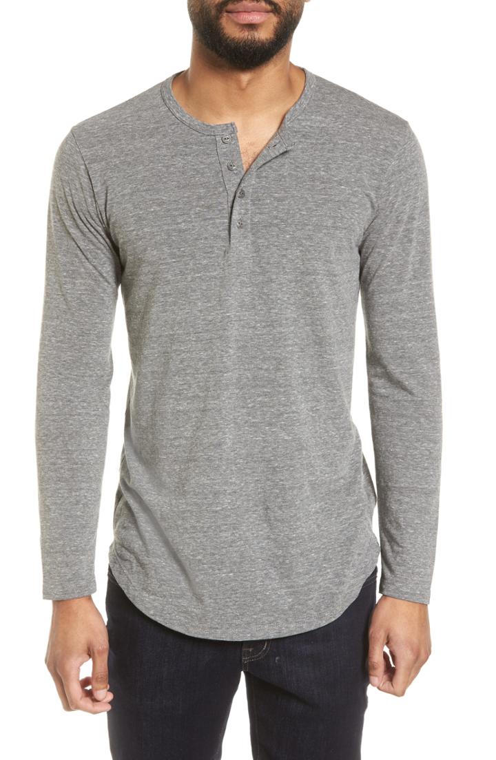Men's Goodlife Scallop Henley, Size - Black