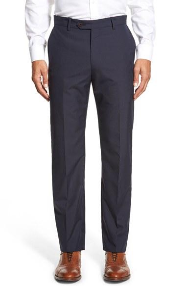 Men's Monte Rosso Flat Front Check Wool Trousers