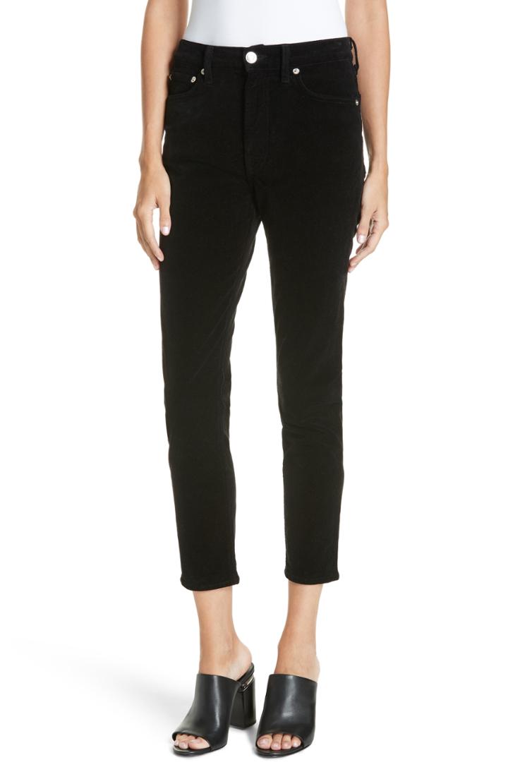 Women's Re/done Velvet High Waist Ankle Crop Jeans - Black