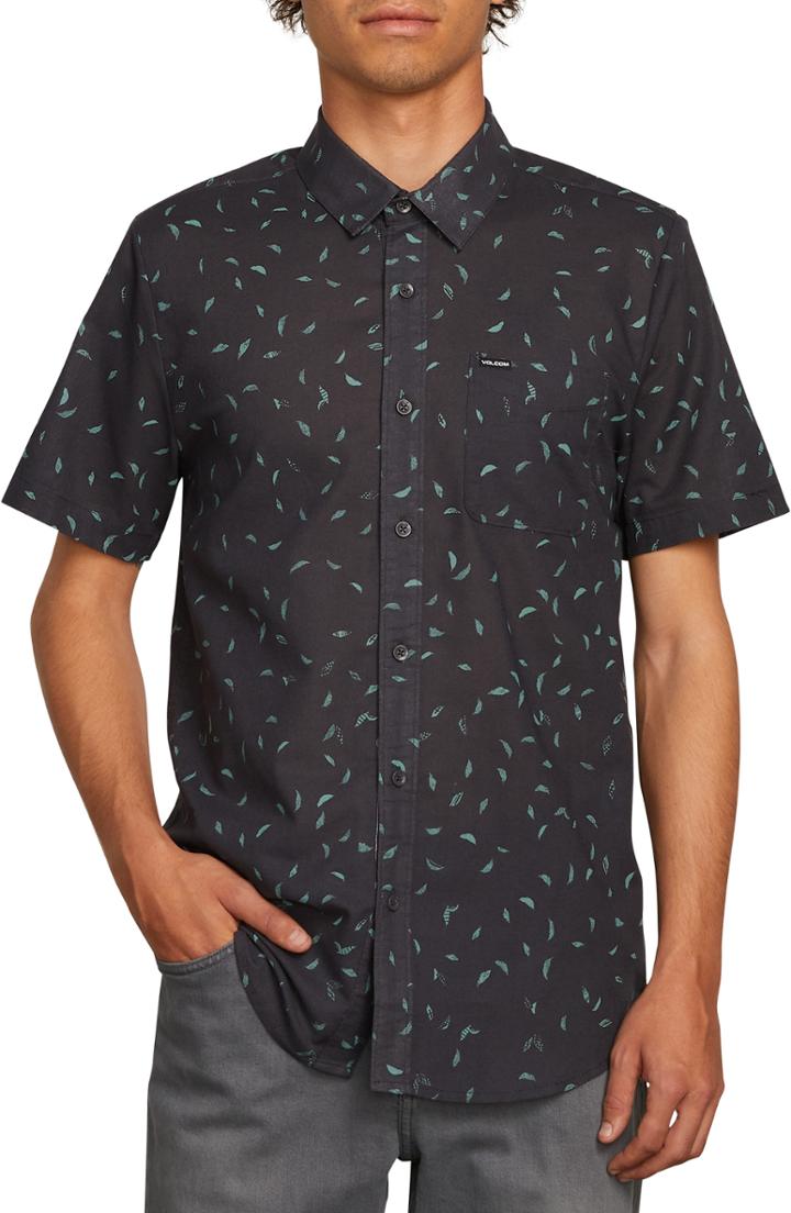 Men's Volcom Quency Print Camp Shirt - Grey