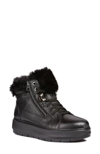 Women's Geox Kaula Faux-fur Cuff Sneaker Us / 35eu - Black