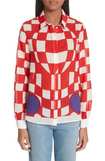 Women's J.w.anderson Checkerboard Print Blouse Us / 6 Uk - Red