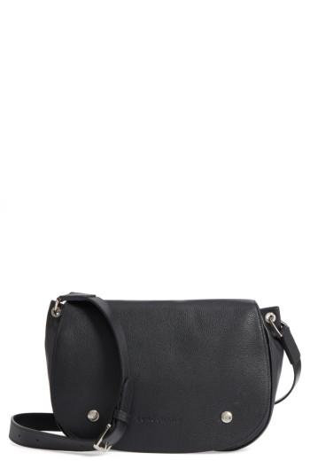 Longchamp Small Le Foulonne Leather Saddle Bag - Black