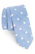 Men's Nordstrom Men's Shop Hogard Floral Linen & Silk Skinny Tie, Size - Blue