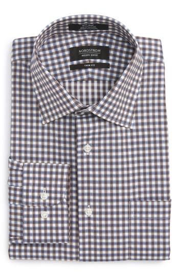 Men's Nordstrom Men's Shop Trim Fit Non-iron Check Dress Shirt 32/33 - Brown