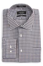 Men's Nordstrom Men's Shop Trim Fit Non-iron Check Dress Shirt 32/33 - Brown