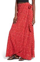 Women's Band Of Gypsies Foulard Print Wrap Skirt - Red