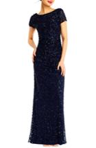 Women's Adrianna Papell Sequin Cowl Back Gown - Blue
