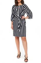 Women's Wallis Knot Front Stripe Shift Dress Us / 8 Uk - Blue