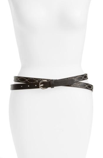 Women's Accessory Collective Studded Faux Leather Double Wrap Belt