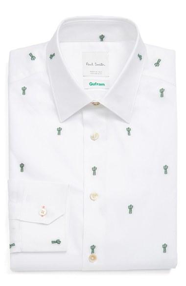Men's Paul Smith London Extra Trim Fit Embroidered Cactus Dress Shirt