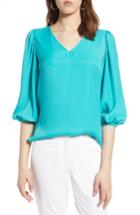 Women's Halogen Blouson Sleeve Crepe Blouse - Blue/green