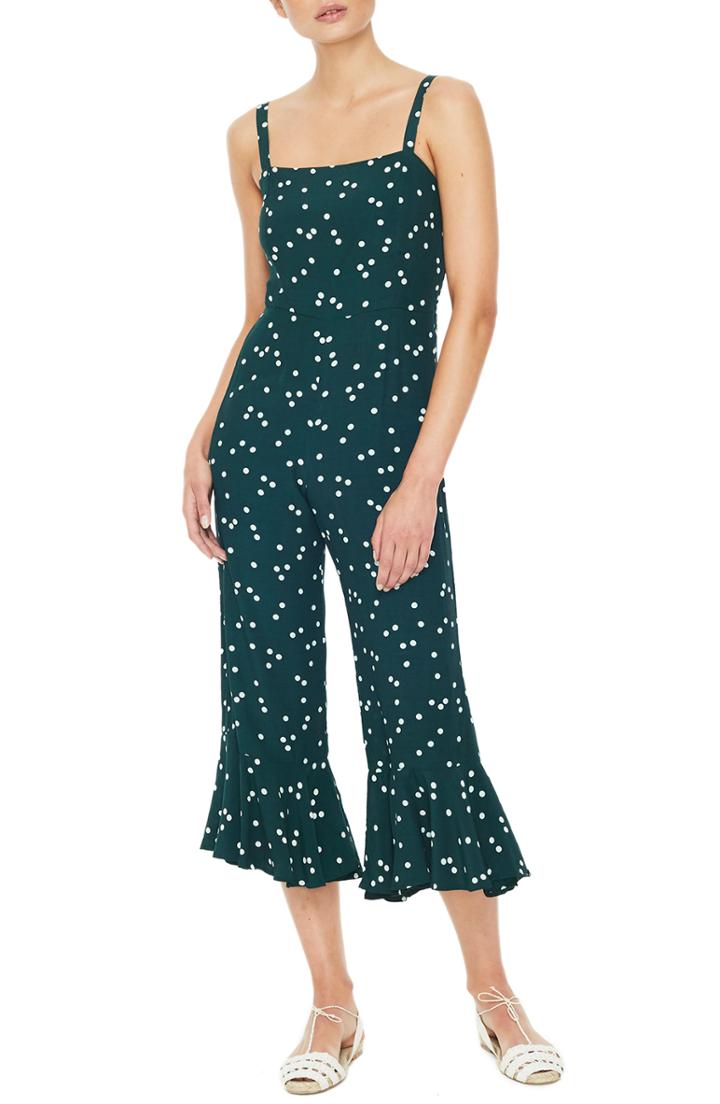 Women's Faithfull The Brand Lea Flounce Hem Crop Jumpsuit - Green