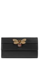 Women's Gucci Queen Margaret Leather Flap Wallet - Black