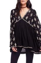 Women's Free People Embroidered Bell Sleeve Top - Black