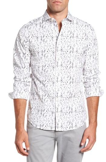 Men's Gant Slim Fit Crushed Ice Print Sport Shirt - Black