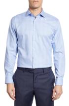 Men's Nordstrom Men's Shop Trim Fit Non-iron Plaid Dress Shirt - Blue