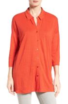 Women's Eileen Fisher Classic Collar Linen Jersey Tunic - Red