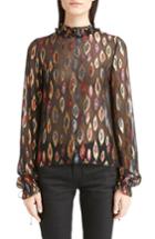 Women's Saint Laurent Flame Fil Coupe Silk Blouse Us / 40 Fr - Black