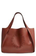 Stella Mccartney Medium Perforated Logo Faux Leather Tote - Brown