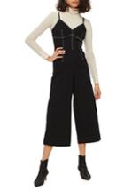 Women's Topshop Contrast Stitch Jumpsuit Us (fits Like 0) - Black