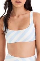 Women's J.crew Stripe Scoop Neck Bikini Top - Blue