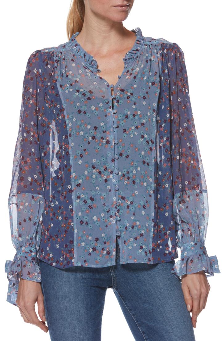 Women's Paige Dorothy Floral Silk Blouse - Blue