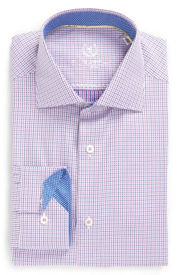 Men's Bugatchi Trim Fit Microcheck Dress Shirt .5 - Pink
