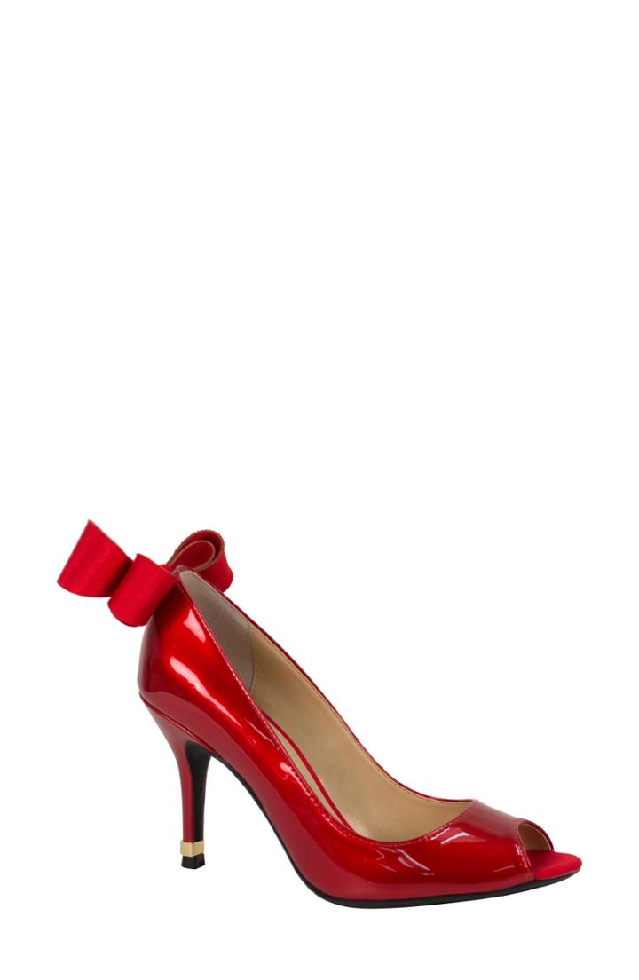 Women's J. Renee Ellasee Bow Peep Toe Pump .5 B - Red