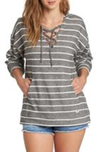 Women's Billabong Weekend Lover Stripe Lace-up Hoodie - Grey