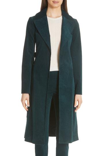 Women's Theory Oslo Corduroy Trench Coat, Size - Burgundy
