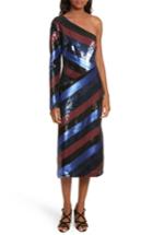 Women's Diane Von Furstenberg One-shoulder Sequin Stripe Dress - Black