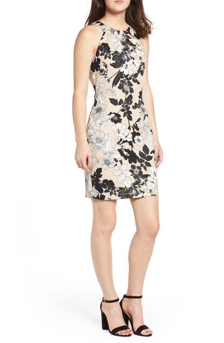 Women's Love, Nickie Lew Envelope Neck Sheath Dress - Beige
