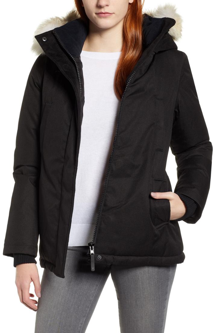 Women's Astrid Hooded Down Parka With Genuine Coyote Fur Trim - Blue