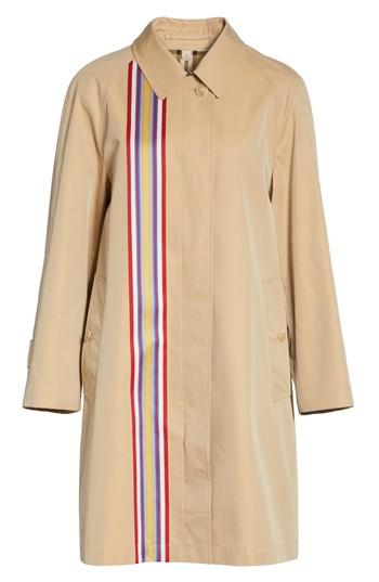 Women's Burberry Eastborne Collegiate Stripe Car Coat Us / 38 It - Yellow