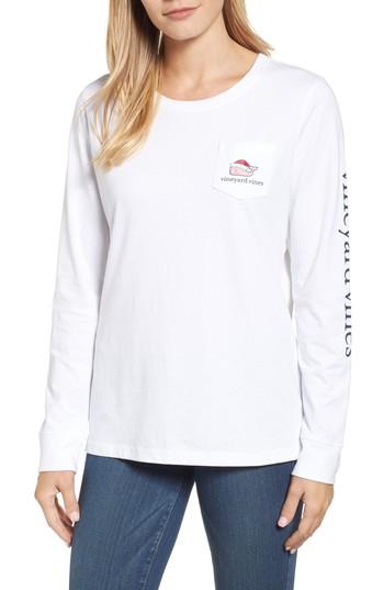 Women's Vineyard Vines Santa Whale Pocket Tee - White