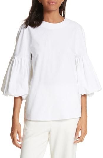Women's Tibi Watts Balloon Sleeve Oxford Top, Size - White