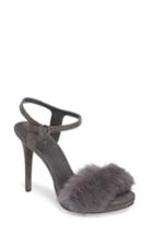 Women's Michael Michael Kors Faye Genuine Rabbit Fur Sandal M - Grey