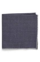 Men's Eleventy Dot Wool & Cotton Pocket Square, Size - Blue