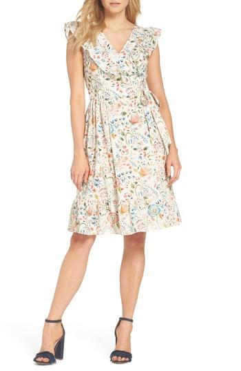 Women's Adelyn Rae Kira Ruffle Cotton Eyelet Wrap Dress - White