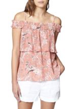 Women's Sanctuary Malibu Ruffle Tier Cold Shoulder Top - Coral
