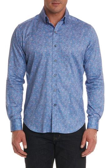 Men's Robert Graham Corey Paisley Sport Shirt - Blue