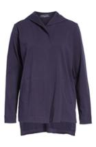 Women's Eileen Fisher Stretch Organic Cotton Hooded Cardigan - Blue