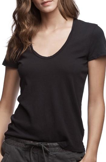 Women's James Perse Palm Tree Graphic Cotton Tee - Black